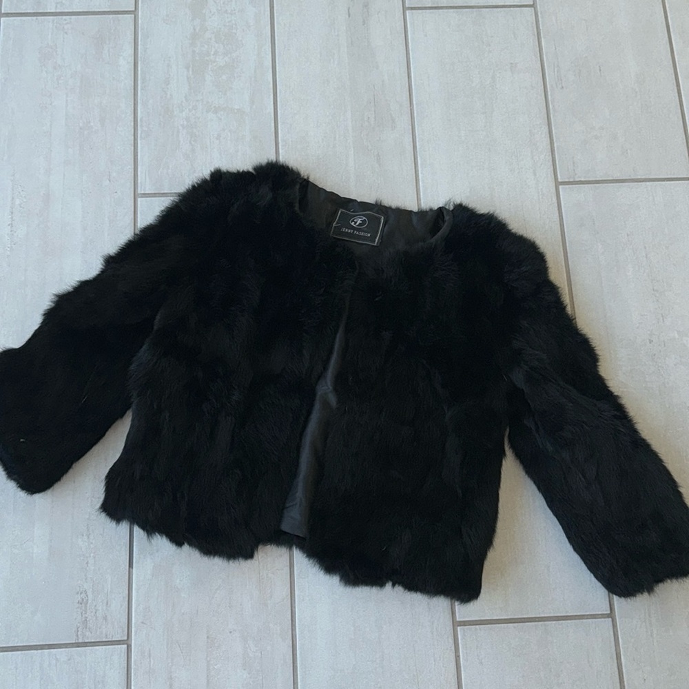Elegant Black Faux Fur Jacket